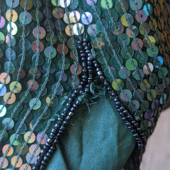 Vintage green sequin mini dress size S - Picture 7 of 7